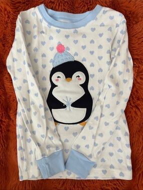 Carter's White & Light Blue Penguin Heart Pajama Top